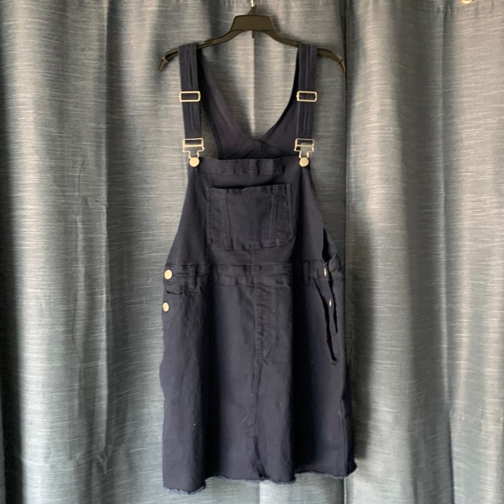 City chic short navy denim overall jumper